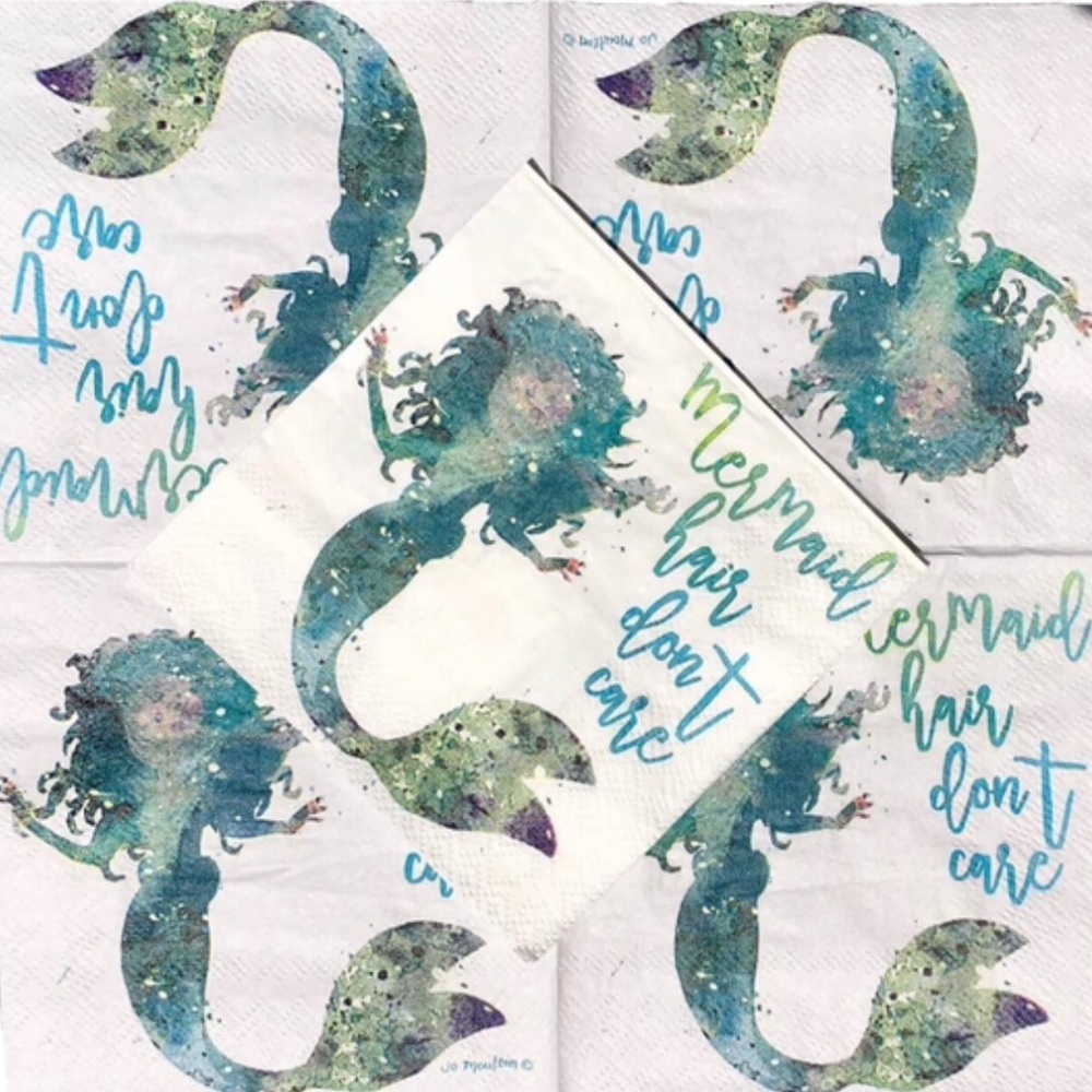 Mermaid Hair Don't Care Decoupage Single Napkins Retired Design $FIRM